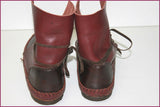 Bottines à Revers Cuir Artisanal Bordeaux et Noir T 38 TBE