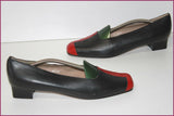 DONNA PIU Escarpins Tout Cuir Bicolore Marine et Rouge  Petits Talons T 42 TTBE