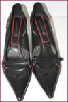 MARTINI OSVALDO Escarpins Pointus Tout Cuir Ajouré Noir T 38.5 TBE
