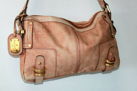 BCBG MAXAZRIA Sac Pochette Cuir Souple Beige Rosé Nuancé BE