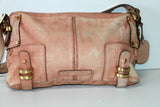 BCBG MAXAZRIA Sac Pochette Cuir Souple Beige Rosé Nuancé BE