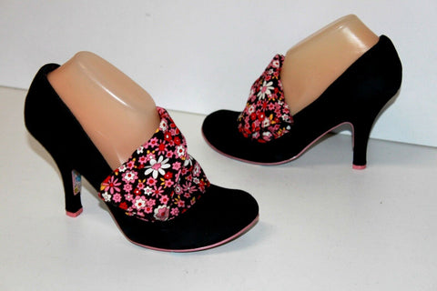 IRREGULAR CHOICE Escarpins Cuir Bleu Nuit Tissu Fleuri T 40 TBE