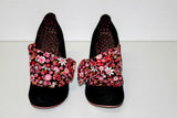 IRREGULAR CHOICE Escarpins Cuir Bleu Nuit Tissu Fleuri T 40 TBE