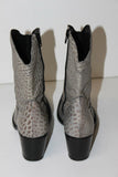 Bottines Boots Pointues Cuir Façon Reptile Gris Clair Doublées Cuir T 37 TBE