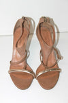 MARCO Sandales Tout Cuir Beige Lanières Fines Talons Hauts T 39 TBE