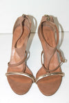 MARCO Sandales Tout Cuir Beige Lanières Fines Talons Hauts T 39 TBE