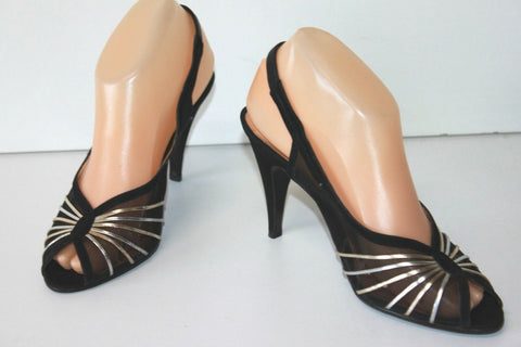 EVELIN'S Shoes PARIS NICE Escarpins Toile Ajourée Noire T 5.5 / 36.5 TBE