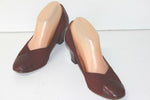 ISABELLE Escarpins Vintage Bimatières Cuir et Daim Bordeaux T 5A / 38 TBE