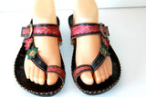 LAURA VITA Sandales Cuir Coloré Motifs Fleurs Modèle HEAUME  T 39 TTBE