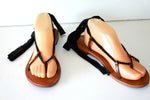 LES TROPEZIENNES Sandales Tongs Tout Cuir à Rubans à Pois T 40 TBE