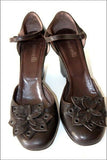 MINELLI Escarpins Cuir Marron Talons Compensés Doublés Cuir T 40 TTBE