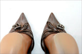 DIVA Escarpins Pointus Tout Cuir Bronze Argenté Nuancé T 36.5 TBE
