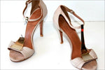 VICENZA Sandales Tout Cuir Beige Métal Doré Hauts Talons Fins T 35 BE