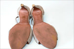 VICENZA Sandales Tout Cuir Beige Métal Doré Hauts Talons Fins T 35 BE