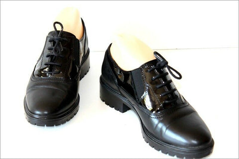 GEOX Respira Derby à Lacets Cuir Noir Doublés Cuir T 36 TTBE