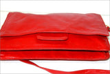 Pochette Vintage Cuir Rouge Porté Main ou Epaule BE