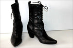 SAN MARINA Bottines à Lacets Cuir Lisse Noir Talons T 36 TTBE