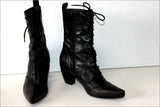 SAN MARINA Bottines à Lacets Cuir Lisse Noir Talons T 36 TTBE