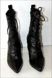 SAN MARINA Bottines à Lacets Cuir Lisse Noir Talons T 36 TTBE