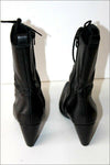 SAN MARINA Bottines à Lacets Cuir Lisse Noir Talons T 36 TTBE