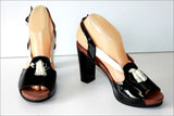JOSE SAENZ Escarpins Sandales Cuir Verni Bicolore Pampilles T 40 BE