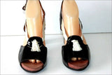 JOSE SAENZ Escarpins Sandales Cuir Verni Bicolore Pampilles T 40 BE