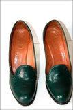 CHRISTIAN DIOR Souliers Escarpins Vintage Tout Cuir Vert Foncé T 6 B / 36 BE