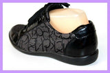 CALVIN KLEIN Sneakers Baskets Cuir Verni et Textile Imprimé T 36 TBE