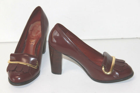 ANDRE Escarpins Cuir Bordeaux Doublés Cuir Hauts Talons T 35 TTBE