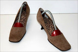 NANDO MUZI Escarpins Tout Cuir Velours Imprimé Marron T 37.5 IT / 38.5 FR TTBE