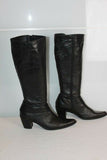 Bottes Pointues Cuir Noir  Doublés Tissu T 39  TBE