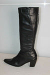 Bottes Pointues Cuir Noir  Doublés Tissu T 39  TBE