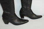 Bottes Pointues Cuir Noir  Doublés Tissu T 39  TBE