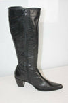 Bottes Pointues Cuir Noir  Doublés Tissu T 39  TBE