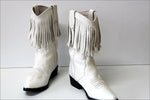 C-COUNTY Mi Bottes à Franges Tout Cuir Blanc T 37 TTBE