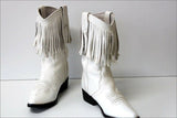 C-COUNTY Mi Bottes à Franges Tout Cuir Blanc T 37 TTBE