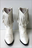C-COUNTY Mi Bottes à Franges Tout Cuir Blanc T 37 TTBE