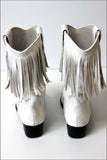 C-COUNTY Mi Bottes à Franges Tout Cuir Blanc T 37 TTBE