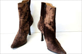 CHARLES JOURDAN Bottines Boots Pointues Velours Marbré Marron T 6.5 B / 37 BE