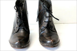 ATRAI Boots à Lacets Cuir Semi Rigide Clouté Marron Foncé T 37 TBE