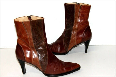 CHIARINI Bottines Pointues Vintage Marron Tricolore T 8 / 40 BE