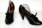 PEPE JEANS Escarpins Cuir Fripé Verni Noir Talons Coniques  T 36 TBE