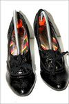 PEPE JEANS Escarpins Cuir Fripé Verni Noir Talons Coniques  T 36 TBE