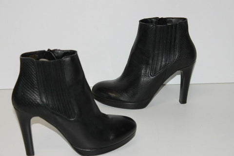 TEXTO Bottines à Talons Hauts Cuir Lisse Noir T 40 ETAT NEUF