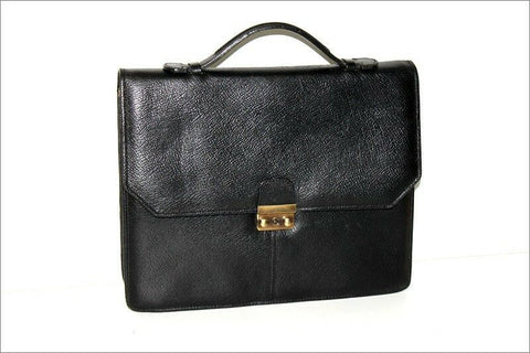 Cartable Cuir Grainé Noir Fermeture à Clef  ETAT NEUF