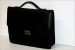 Cartable Cuir Grainé Noir Fermeture à Clef  ETAT NEUF