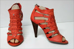 MINELLI Sandales Cuir Mandarine Lanières Zips Talons Hauts T 37 TBE