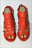 MINELLI Sandales Cuir Mandarine Lanières Zips Talons Hauts T 37 TBE