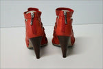 MINELLI Sandales Cuir Mandarine Lanières Zips Talons Hauts T 37 TBE