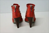 MINELLI Sandales Cuir Mandarine Lanières Zips Talons Hauts T 37 TBE